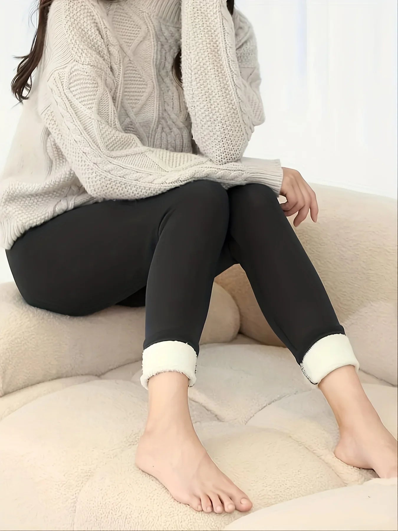 Leggings d'hiver épais pour femmes, doublés polaire chaude, pantalon thermique simple et tendance, leggings noirs amincissants, taille haute élastique, couleur unie