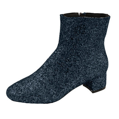 Luxury Sequined Women Ankle Boots Solid Color Chunky Block Heels Short Boot Side Zipper Autumn Winter Party Shoes Large Size