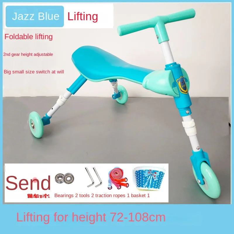 New liftable children's folding large mantis car three-wheeled scooter baby walker 1-6 years old yo-yo car