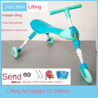 New liftable children's folding large mantis car three-wheeled scooter baby walker 1-6 years old yo-yo car