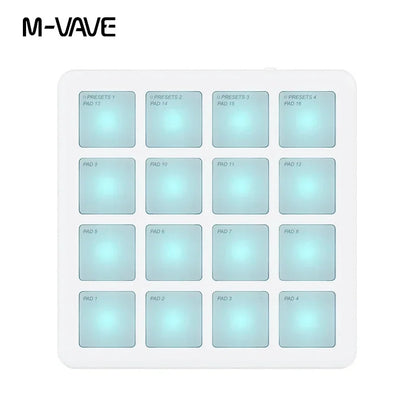Contrôleur de poche MIDI sans fil M-VAVE SK-16 SMC-PAD, 16 tampons, Instruments de clavier à Percussion adaptés