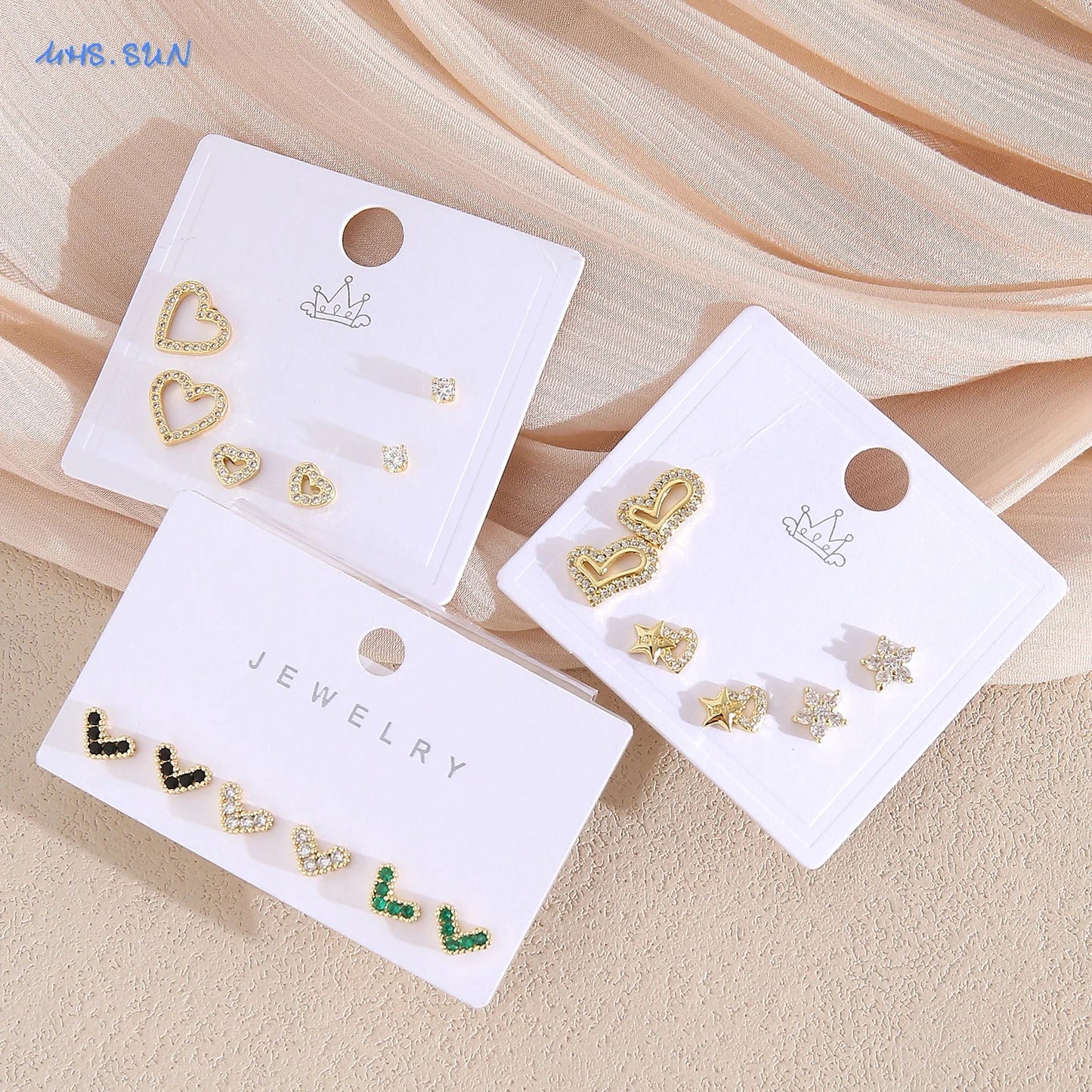 MHS.SUN-Ensemble de Boucles d'Oreilles Creuses en Forme de Cœur, pour Femme et Fille, 3 Paires