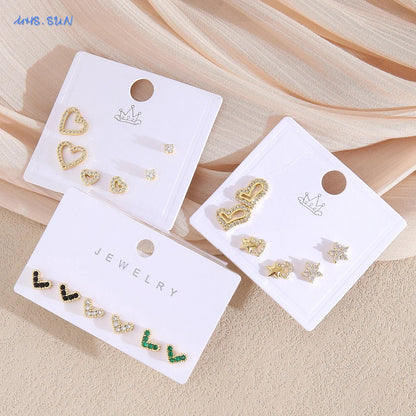 MHS.SUN-Ensemble de Boucles d'Oreilles Creuses en Forme de Cœur, pour Femme et Fille, 3 Paires