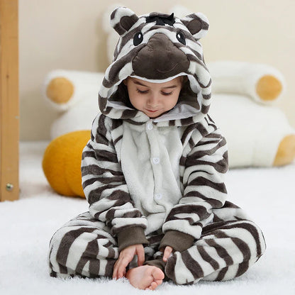 MICHLEY – Combinaison à capuche en flanelle motif Capybara pour enfant, pyjama, grenouillère, déguisement pour Halloween, pour garçon et fille