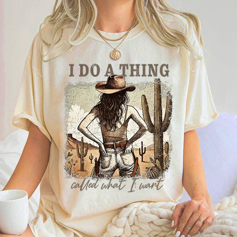 Cowgirl T-shirts Women Summer Short Sleeve T-shirt Funny Mothers Day Retro Clothing Harajuku Cowgirl Fashion Casual Tops Tees
