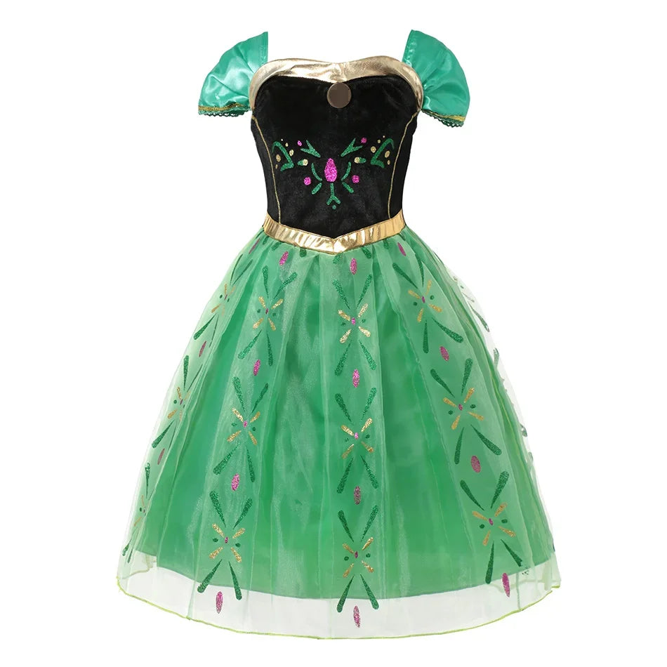 Snow Queen Girls Dress Princess Anna Elsa 2 Dresses Kids Fancy Children Vestidos Birthday Carnival Fancy Party Disguise