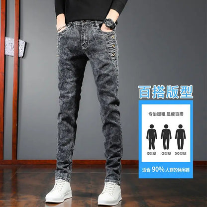 New Arrival 2024 Spring and Autumn Harajuku Italian Jeans Luxury Korean Brand Clothing Men Designer Slim Casual Jeans for Men
