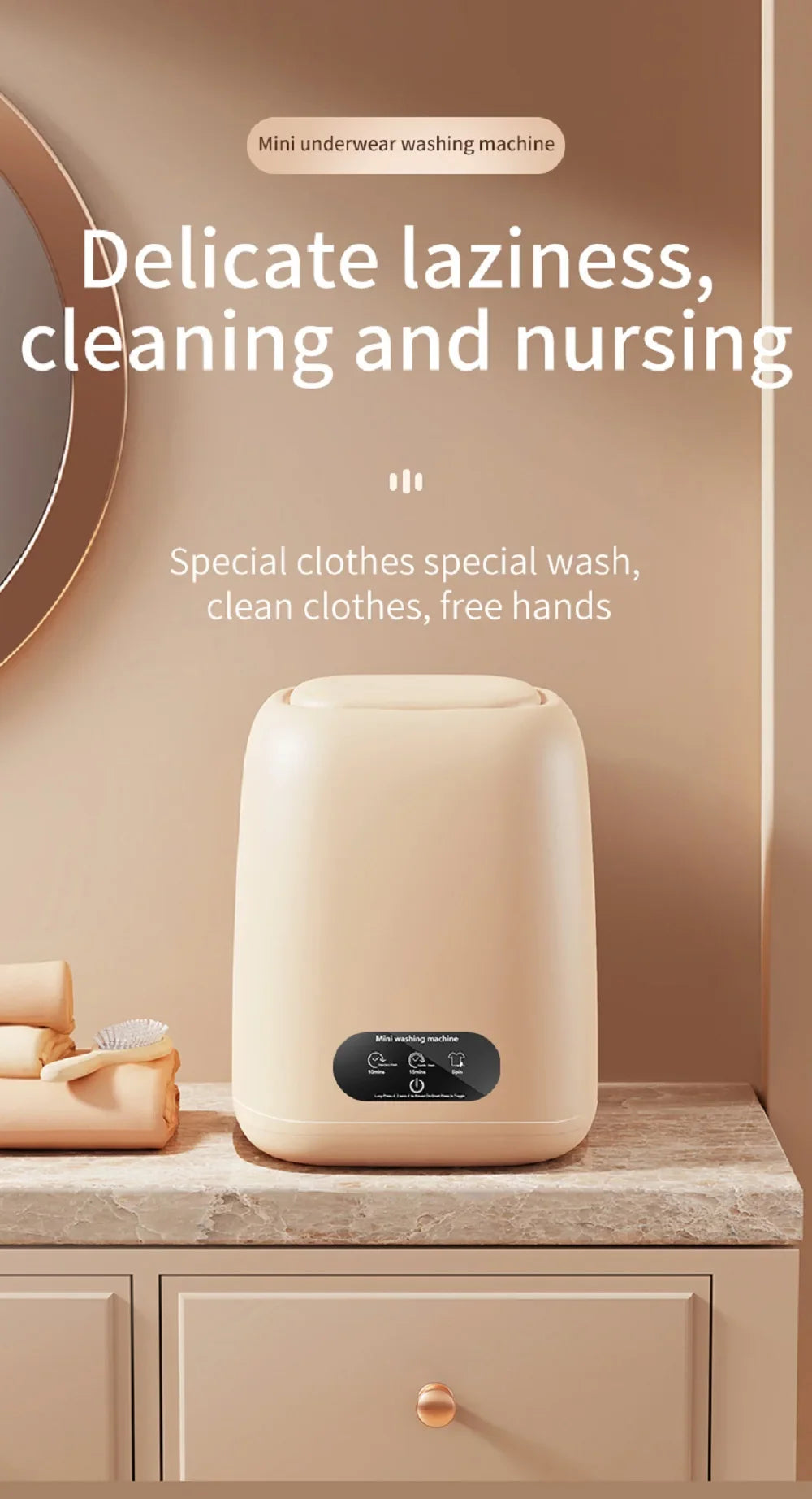 Mini Washing Machine,9L Capacity，Portable Home Dormitory Underwear Socks Elution Washer,3 Major Cleaning And Care Modes