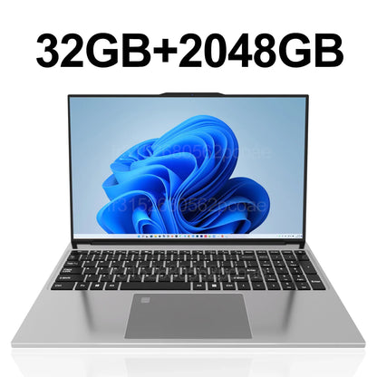 15.6"Ultra Slim Laptop Intel Core i7-6500U Notebook 32GB RAM 2048GB SSD Gamer Windows 11 1920*1080 Display Office Study Computer