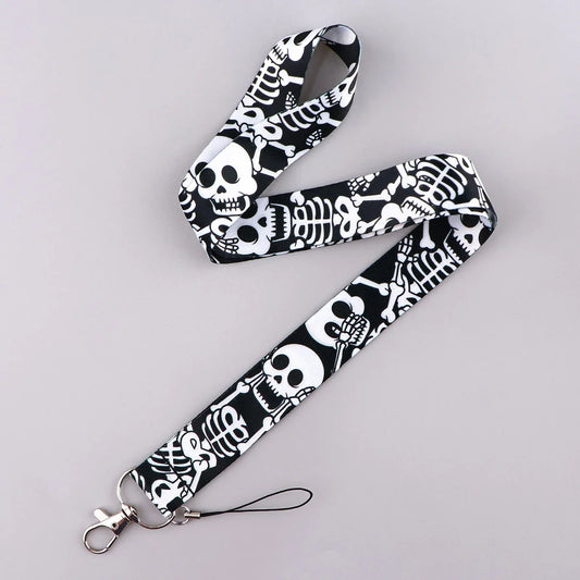 Skull Lanyard for Key ID Card Gym Phone Straps USB Badge Holder DIY Neck Strap Hang Rope Halloween Lanyard Phone Accessories