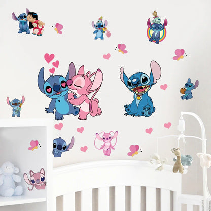 MINISO Autocollants Muraux Dessin Animé Lilo & Stitch pour Chambre d'Enfant, Maternelle, Salon, Chambre à Coucher, Décoration Murale, Poster Animé