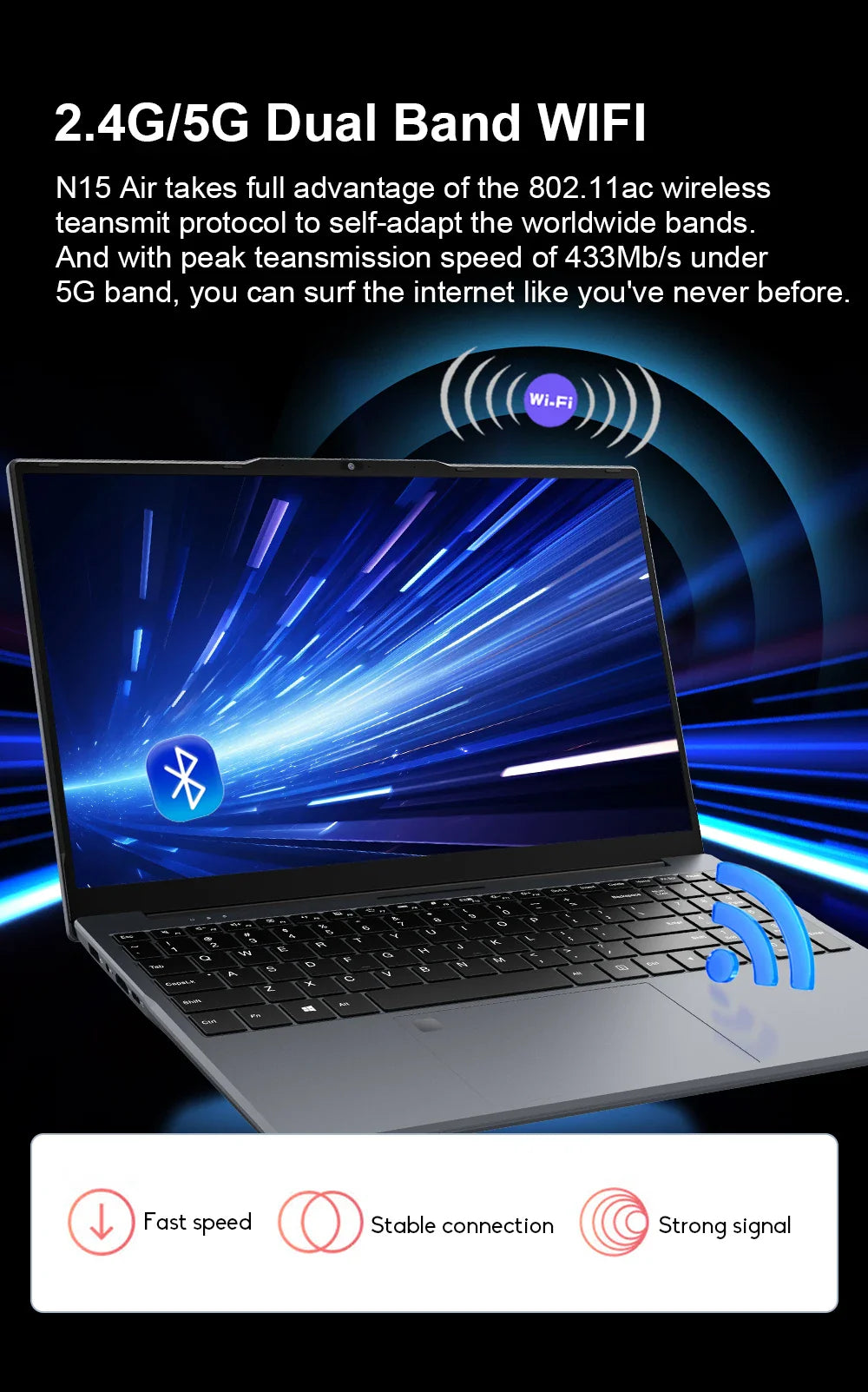 Ninkear N15 Air Laptop 15,6" IPS 1080P IPS Intel N95 3.4Ghz 16GB RAM 512GB SSD General Use Productivity Windows 11 pro Notebook