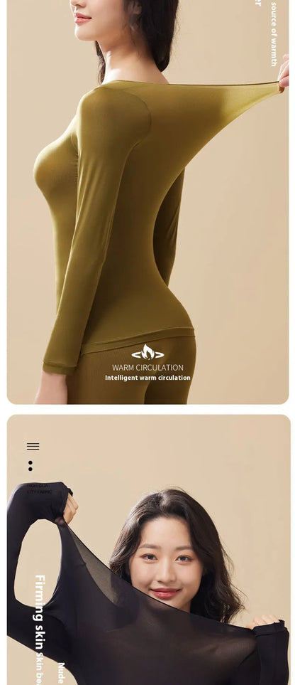 Sous-vêtement thermique femme vêtements d'hiver sans couture épais Double couche Lingerie chaude femmes ensemble de vêtements thermiques femme 2 pièces