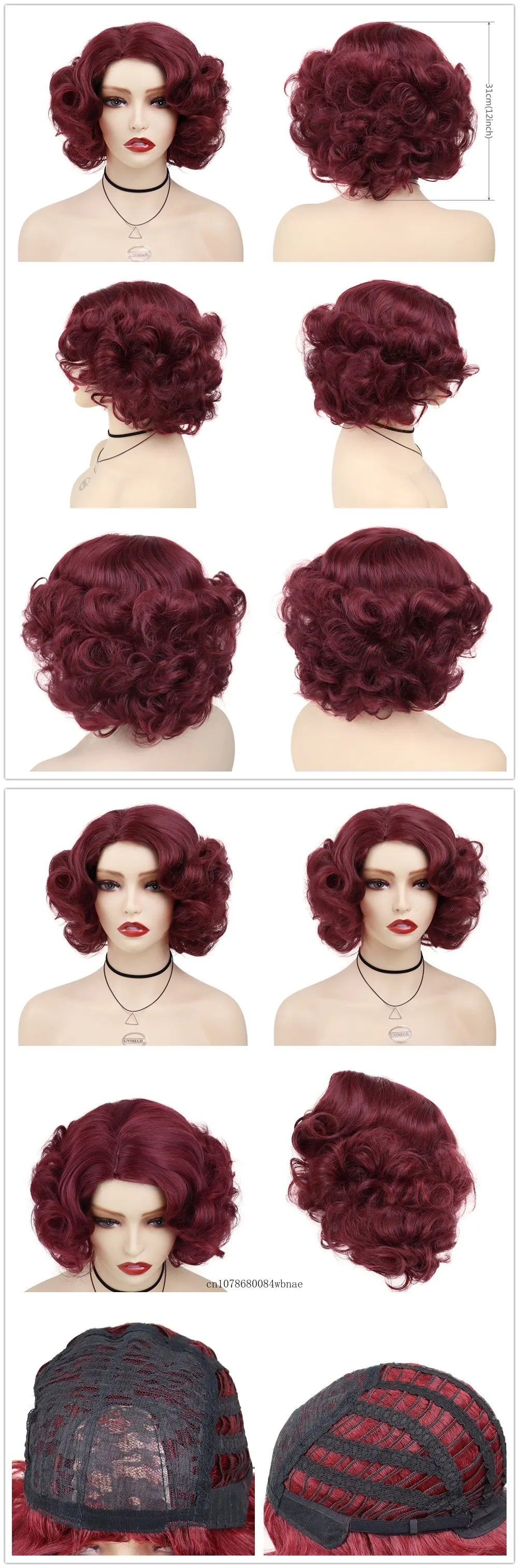 Synthetic Hair Pink Short Curly Wig for Women Big Wavy 80s Cosplay Wigs Halloween Costume Harajuku Anime Wig Natural Looking