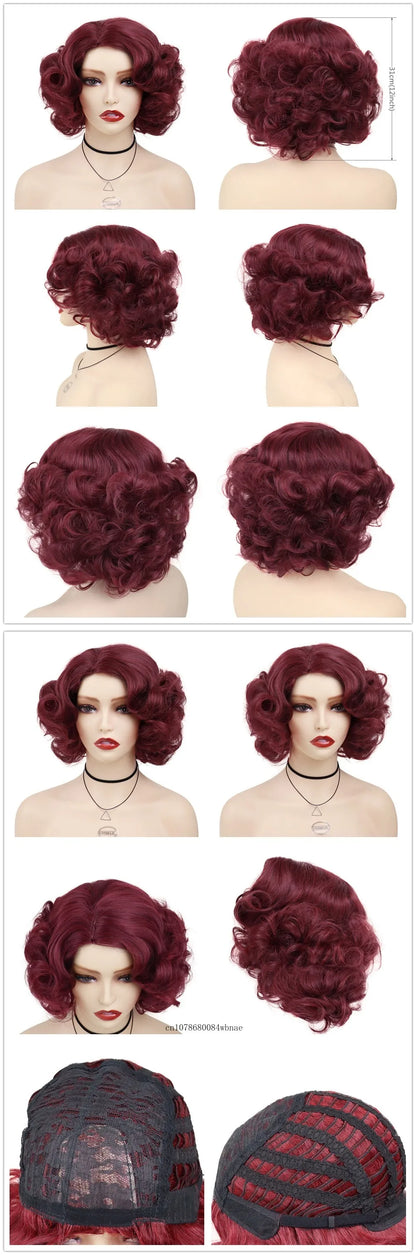Synthetic Hair Pink Short Curly Wig for Women Big Wavy 80s Cosplay Wigs Halloween Costume Harajuku Anime Wig Natural Looking