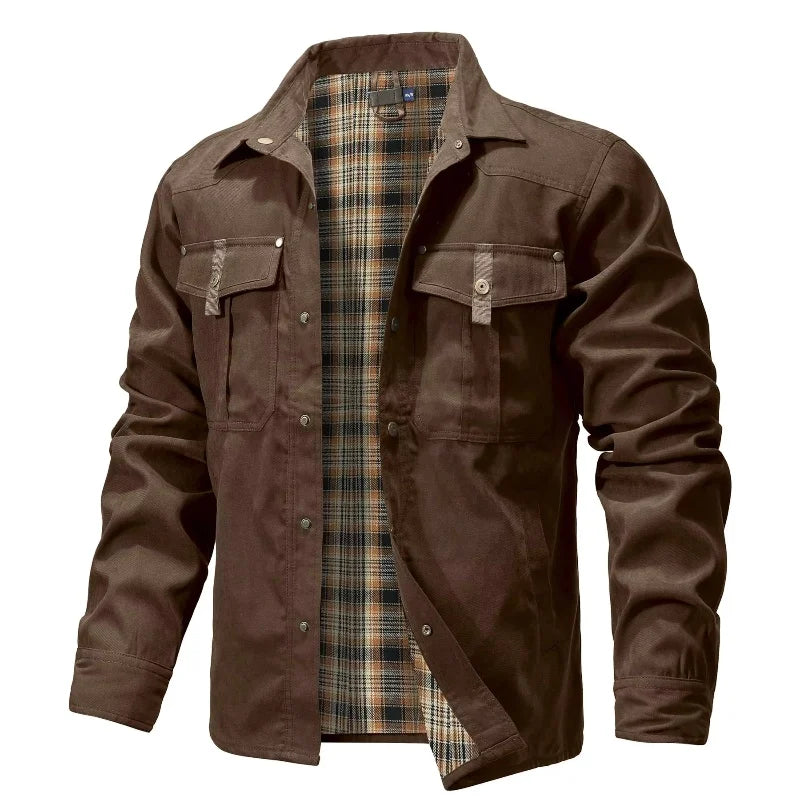 Vestes pour hommes, printemps, chemise doublée en flanelle, manteau, veste décontractée à boutons-pression, style cowboy occidental, haut de haute qualité, taille US