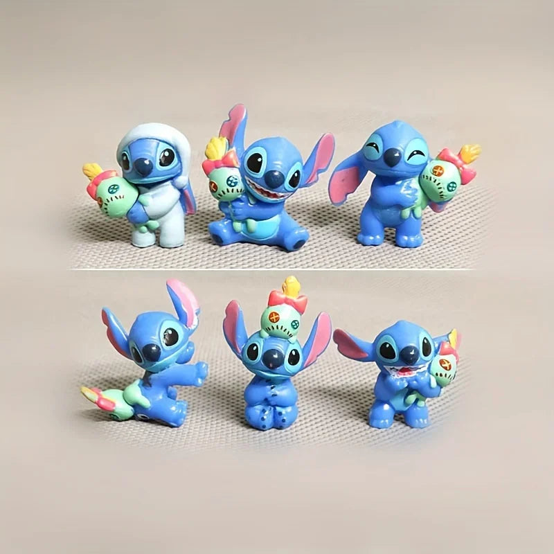 2025 Mini 6-piece Stitch Cute Cartoon Character Anime PVC Model Series Desktop Decoration Birthday Christmas Gift Stitch Toy