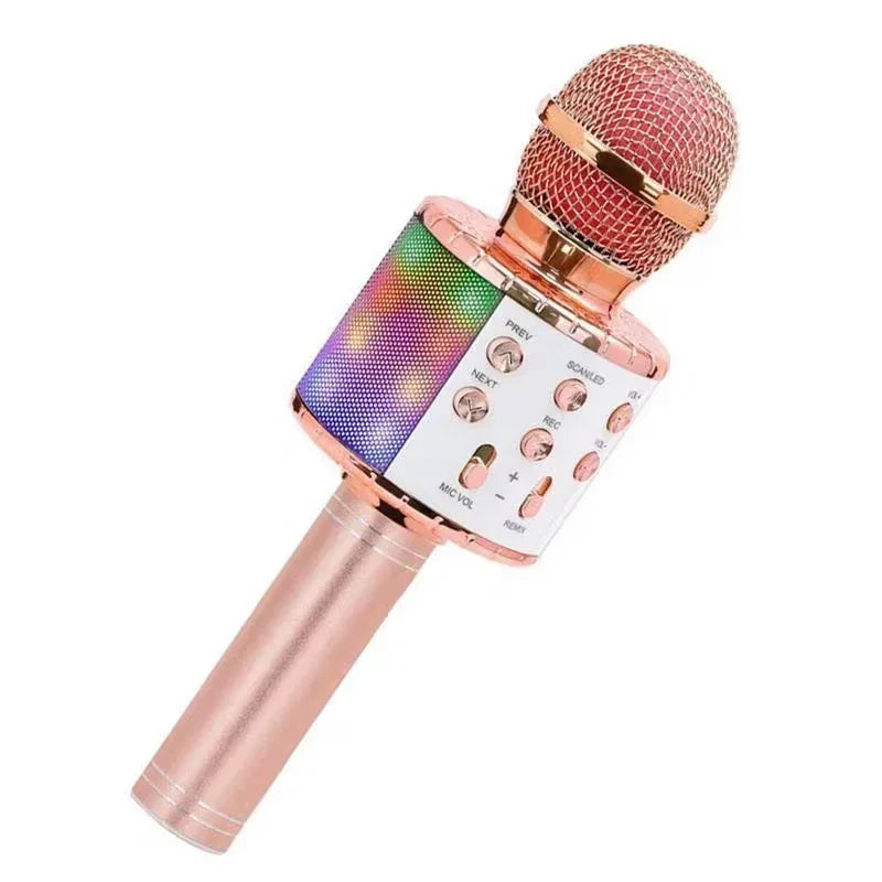 LED Wireless Bluetooth Handheld Microphone for Kids Singing Karaoke KTV Colorful Light Eliminate Music Original Sound Speaker