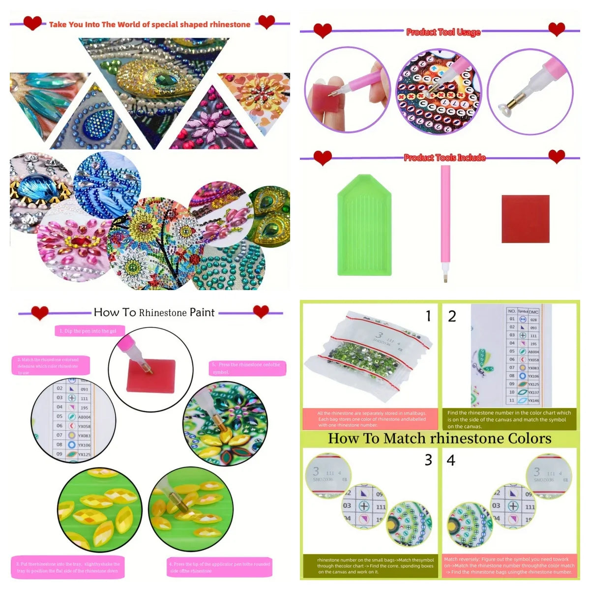 6 DIY diamond paintings Christmas-themed paper greeting cards with diamond stickers are perfect for family gatherings