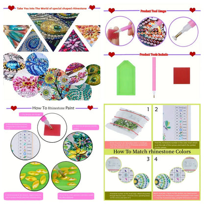 6 DIY diamond paintings Christmas-themed paper greeting cards with diamond stickers are perfect for family gatherings