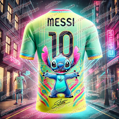T-shirt Stitch et Messi – Maillot d'été confortable, mignon et élégant pour enfants et adultes, garçons et filles