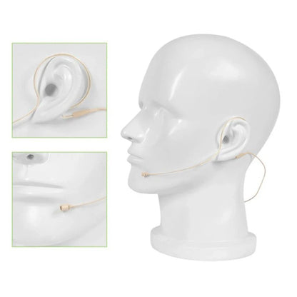 Casque beige à oreillette unique, microphone, fonctionnement mains libres, prise XLR 3,5 mm, 3 broches, 4 broches, avec bonnette de microphone