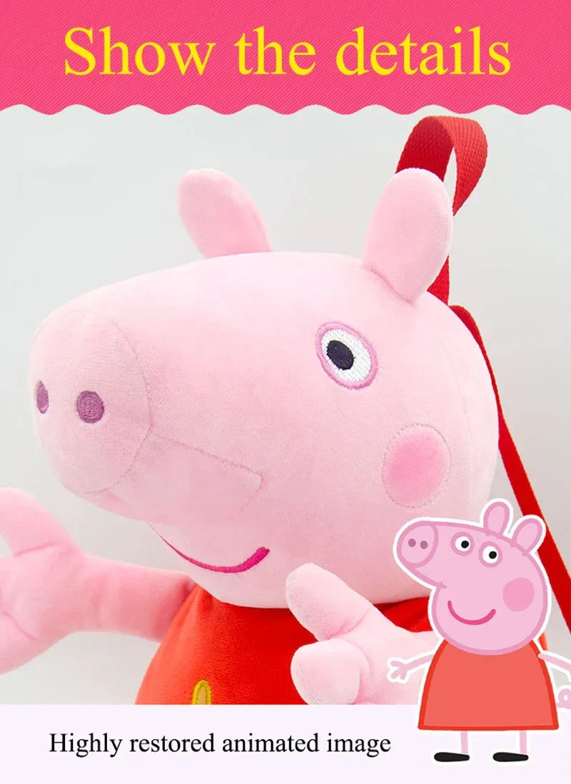 Peppa Pig Crossbody Bag Stereoscopic Doll Backpack Anime Knapsack Plush Coin Purse Toys George Round Pocketbook Children's Gifts