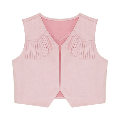 Gilet en Daim avec Franges de Cowboy et Cowgirl pour Garçons Filles avec Bandana Chapeau Costumes de Cosplay pour Halloween Carnaval Fête