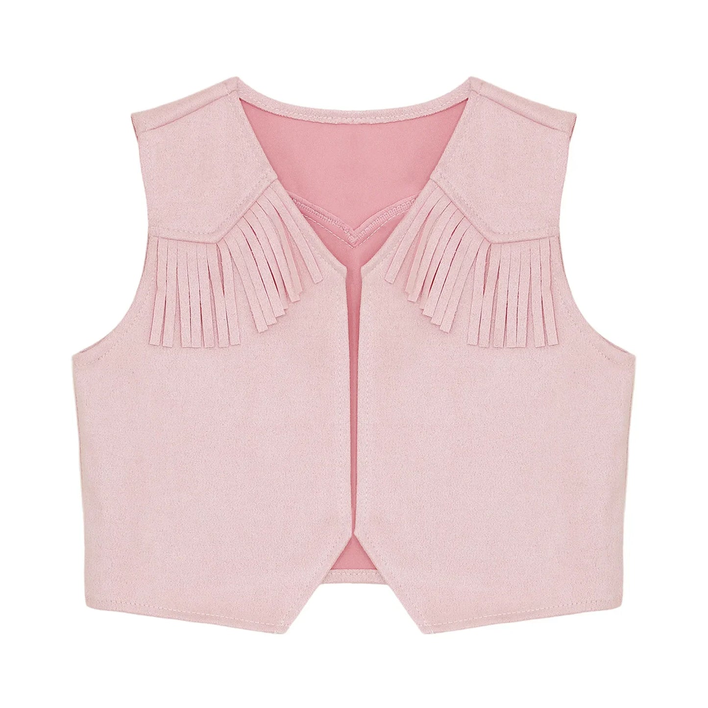 Boys Girls Western Cowboy Cosplay Costume Suede Fringe Vest with Bandanna Scarf Hat Halloween Carnival Party Cowgirl Dress Up