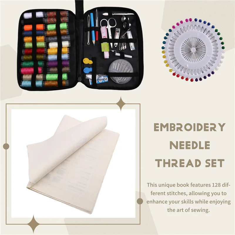 B84B-DIY Stitch Book With Tool Set,Embroidery Felt Book With Needle And Thread Sewing Patterns For Beginners,Embroidery Gift