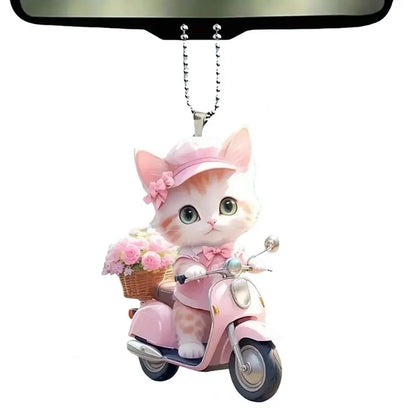 Acrylic Cat Charm for Car Realistic Cat Pendant Car Ornament Hanging Decor for Car Lovers Acrylic Charm Party Festival Gift