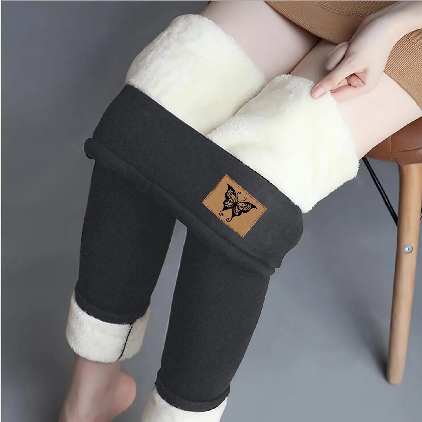 Leggings d'hiver doublés de velours pour femmes, pantalons chauds, taille haute, monochromatique, confortable, extensible, thermique, grande taille, sourire