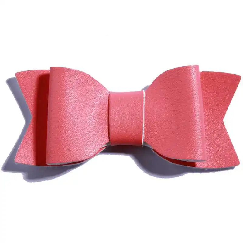 7.5CM Hot Sale Synthetic PU Leather Bows Knot For Hair Accessories Hair Bow With Clip For Headbands U Pick
