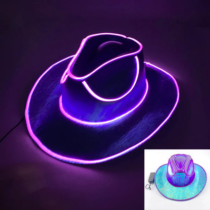 Chapeau de Cowboy nacré, Costume de danse, casquette de Cowgirl scintillante, pour boîte de nuit néon, nouvel arrivage