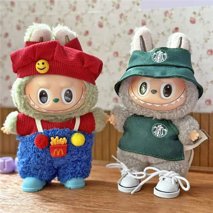 Tenue de travail Vêtements pour poupée Labubu Mode Café Fast-food Frites Hamburgers Tenue Vêtements Accessoires Cosplay