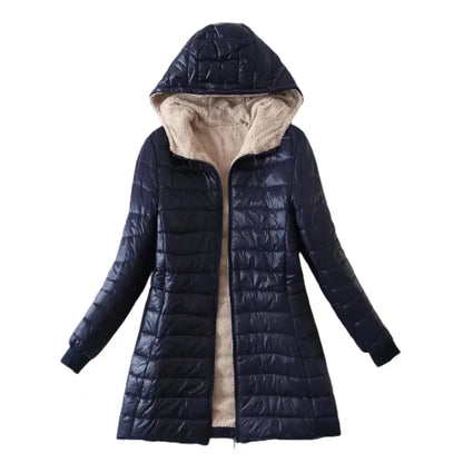 Soft Hooded Coat Long Sleeves Winter Jacket Plush Lining Warm Autumn Jackets Winter Cardigan Coat  Windproof