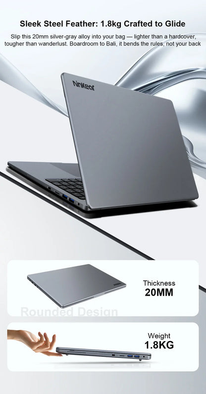 Ninkear A15 Pro Portable Laptop Windows 11 AMD Ryzen 5 7430U 16-inch 2.5K IPS 120Hz 16GB DDR4+1TB SSD WiFi6 BT5 Backlit Keyboard