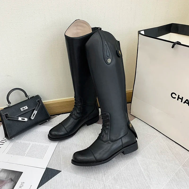 Bottes d'équitation 2025 en cuir, bottes longues, équipement d'équitation, chaussures ultra-résistantes et antidérapantes