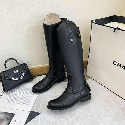 Bottes d'équitation 2025 en cuir, bottes longues, équipement d'équitation, chaussures ultra-résistantes et antidérapantes