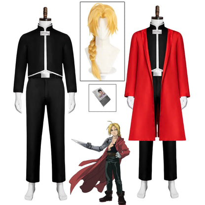 Anime Cos Fullmetal Alchemist Edward Elric Cosplay Costumes Red Outfit Halloween Christmas Uniform Custom Size Cosplay Costume