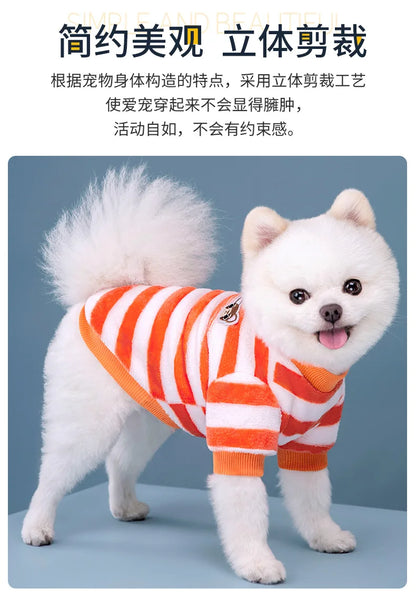 Vêtements pour animaux de compagnie à rayures arc-en-ciel pour automne et hiver, mignons et chauds, vêtements pour chatons et chiens, sweat à capuche pour chien, costume de Schnauzer