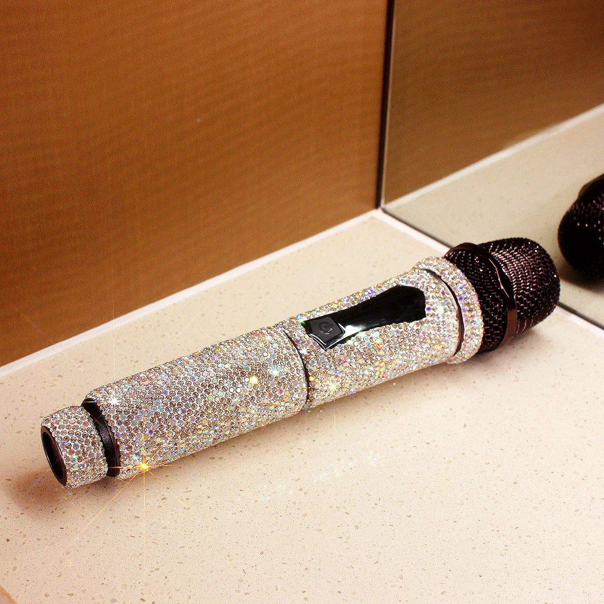 Microphone sans fil diamant de luxe, micro portable à fréquence fixe UHF, pour karaoké, danse, spectacle d'église professionnel, réunion