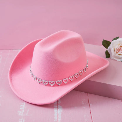 Chapeau de Cowgirl en strass pour femmes, Style occidental rétro, chapeau de soleil à large bord, casquettes de fête à thème