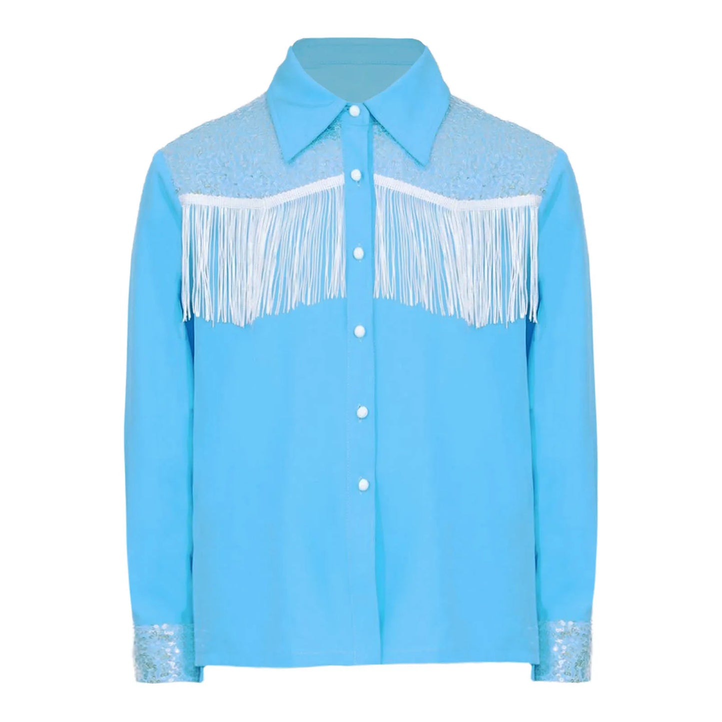 Enfants Filles Costume de Cowgirl Western Chemise à Manches Longues à Boutons Paillettes Franges Hauts Chemise Halloween Carnaval Cosplay Déguisement