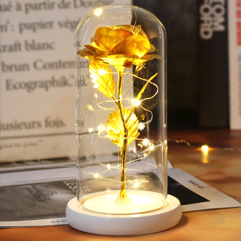 Fleurs lumineuses LED enchantées avec la Belle et la bête, dôme de roses décoratif pour mariage, saint-valentin, cadeau de fête des mères