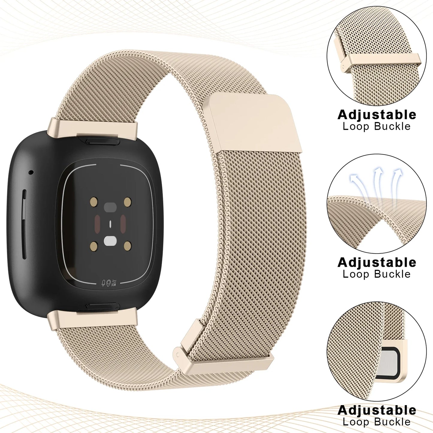 Metal Magnetic Strap For Fitbit Versa 3 4 Watchband Bracelet Wristband For Fitbit Versa Sense/sense 2 Milanese Replacement Strap