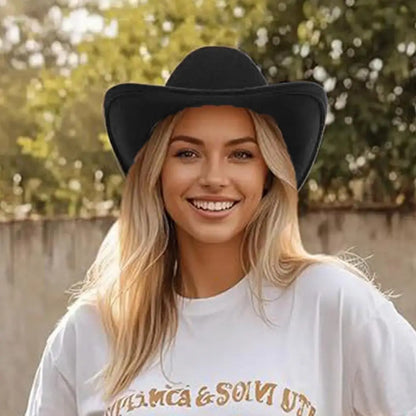 Chapeau de cowboy vintage noir, accessoires de cowgirl, chapeau de cowgirl jazz à large bord, casquette pare-soleil, chapeau de fête pour les vacances ou le cosplay