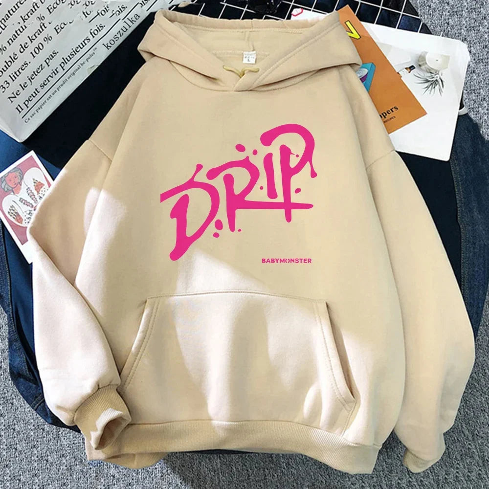 Babymonster Album goutte à capuche 2024 rétro femmes/hommes Harajuku esthétique sweats à capuche unisexe automne hiver pull sweat Vintage