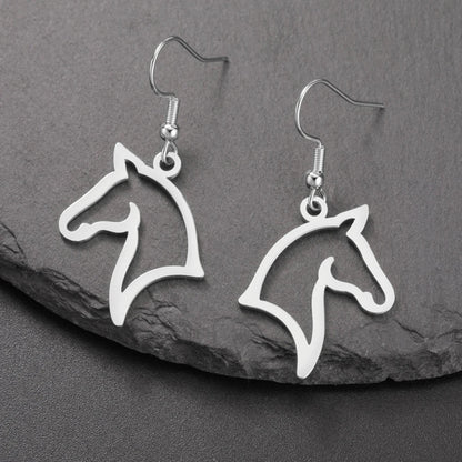 My Shape Boucles d'oreilles tête de cheval pour femme, acier inoxydable, goutte de cheval, boucle d'oreille pendante, bijoux amoureux, cadeaux du Nouvel An