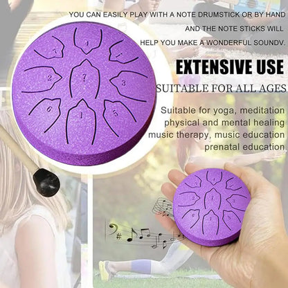 Steel Tongue Drum 4 Inch 9 Notes Percussion Instrument Balmy Drum with Drum Mallets Mini Handpan Drum for Meditation Yoga Majors